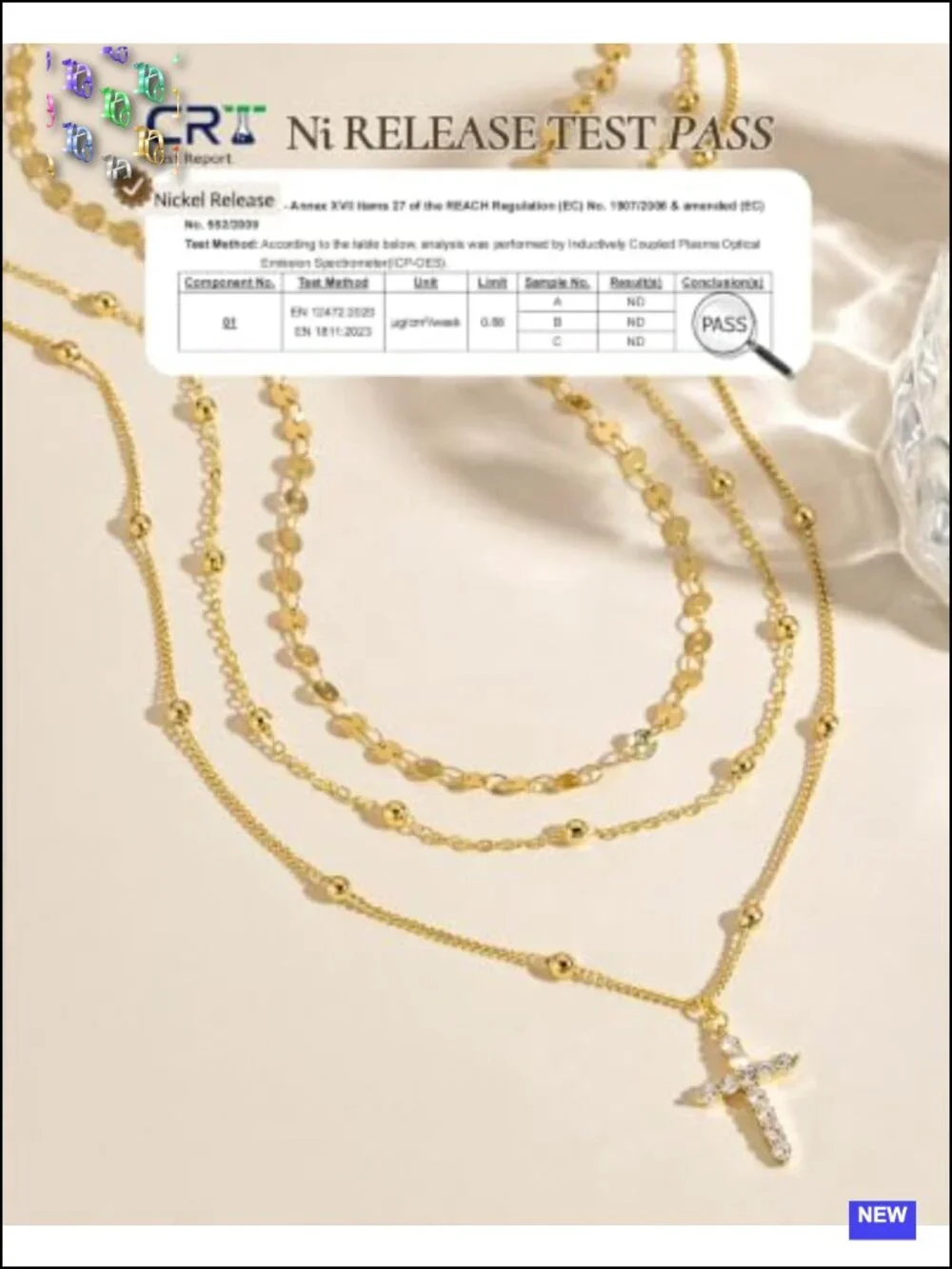 3 Pcs 14K Gold Plated Layered Gold Necklaces Stack Set with Cubic Zirconia